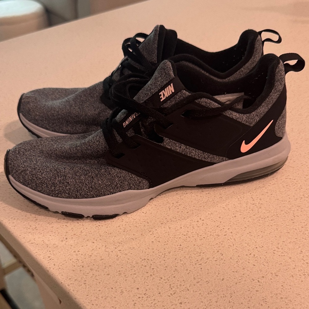Nike Black and Gray Training Sneakers with Orange Accents